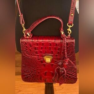 Brahmin crocodile embossed leather shoulder purse
